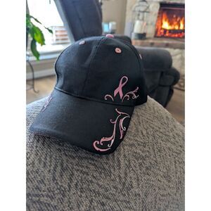 Pink Ribbon Hat Black - One Size